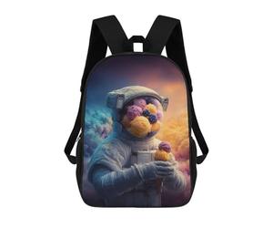 sinyumoney Kids Backpacks, Astronaut with Ice Cream in Space-1 Kids Backpack Student School Bag 3D Printed Bag Travel Backpacks Fashion Backpack Children Waterproof School Bags 17inch