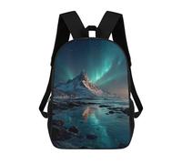 sinyumoney Kids Backpacks Aurora Borealis Over Snowy Mountains Backpack School Backpack Children School Bag Travel Rucksacks Book Bags 3D Printed Backpack for Kids Boys And Girls 17inch