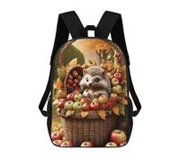 sinyumoney Kids Backpacks, Autumn Basket with Hedgehog Kids Backpack Student School Bag 3D Printed Bag Travel Backpacks Fashion Backpack Children Waterproof School Bags 17inch
