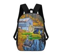 sinyumoney Kids Backpacks Autumn Mill Reflection Backpack School Backpack Children School Bag Travel Rucksacks Book Bags 3D Printed Backpack for Kids Boys And Girls 17inch