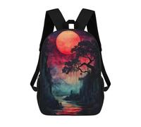 sinyumoney Kids Backpacks Backpack School Backpack Children School Bag Travel Rucksacks Book Bags 3D Printed Bloodmoon River Sunset Backpack for Kids Boys And Girls 17inch