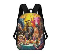 sinyumoney Kids Backpacks Backpack School Backpack Children School Bag Travel Rucksacks Book Bags 3D Printed Animals Celebrating Together Backpack for Kids Boys And Girls 17inch