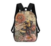 sinyumoney Kids Backpacks Backpack School Backpack Children School Bag Travel Rucksacks Book Bags 3D Printed Bee on Pink Flower Backpack for Kids Boys And Girls 17inch