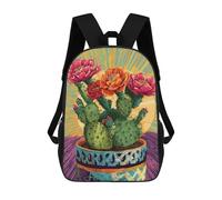 sinyumoney Kids Backpacks Backpack School Backpack Children School Bag Travel Rucksacks Book Bags 3D Printed Colorful Cactus with Blooms Backpack for Kids Boys And Girls 17inch