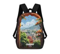 sinyumoney Kids Backpacks Backpack School Backpack Children School Bag Travel Rucksacks Book Bags 3D Printed Jaipur, India Cityscape Through Archway Backpack for Kids Boys And Girls 17inch
