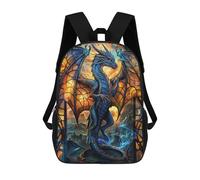 sinyumoney Kids Backpacks Backpack School Backpack Children School Bag Travel Rucksacks Book Bags 3D Printed Azure Stained Dragon Backpack for Kids Boys And Girls 17inch