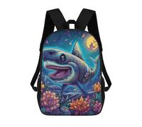 sinyumoney Kids Backpacks Backpack School Backpack Children School Bag Travel Rucksacks Book Bags 3D Printed Whimsical Shark in A Fantasy Underwater Garden Backpack for Kids Boys And Girls 17inch
