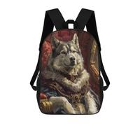 sinyumoney Kids Backpacks Backpack School Backpack Children School Bag Travel Rucksacks Book Bags 3D Printed Royal Wolf Portrait Backpack for Kids Boys And Girls 17inch