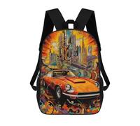 sinyumoney Kids Backpacks Backpack School Backpack Children School Bag Travel Rucksacks Book Bags 3D Printed Vibrant Cityscape with Classic Car Backpack for Kids Boys And Girls 17inch