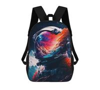 sinyumoney Kids Backpacks Backpack School Backpack Children School Bag Travel Rucksacks Book Bags 3D Printed Space Explorer's Helmet Reflection Backpack for Kids Boys And Girls 17inch