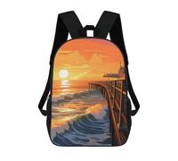 sinyumoney Kids Backpacks Backpack School Backpack Children School Bag Travel Rucksacks Book Bags 3D Printed Pier at Sunset Backpack for Kids Boys And Girls 17inch
