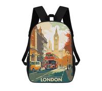 sinyumoney Kids Backpacks Backpack School Backpack Children School Bag Travel Rucksacks Book Bags 3D Printed London City Backpack for Kids Boys And Girls 17inch
