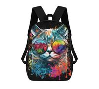 sinyumoney Kids Backpacks Backpack School Backpack Children School Bag Travel Rucksacks Book Bags 3D Printed Colorful Cat Sunglasses Art Backpack for Kids Boys And Girls 17inch