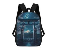 sinyumoney Kids Backpacks Backpack School Backpack Children School Bag Travel Rucksacks Book Bags 3D Printed Torii Gate to Mount Fuji Backpack for Kids Boys And Girls 17inch