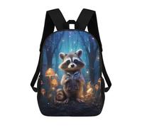 sinyumoney Kids Backpacks Backpack School Backpack Children School Bag Travel Rucksacks Book Bags 3D Printed Raccoon in Magical Forest Backpack for Kids Boys And Girls 17inch