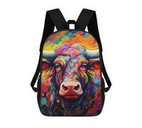 sinyumoney Kids Backpacks Backpack School Backpack Children School Bag Travel Rucksacks Book Bags 3D Printed Colorful Bull Portrait-8 Backpack for Kids Boys And Girls 17inch