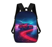 sinyumoney Kids Backpacks Backpack School Backpack Children School Bag Travel Rucksacks Book Bags 3D Printed Neon Sports Car Night Drive Backpack for Kids Boys And Girls 17inch