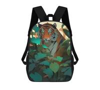 sinyumoney Kids Backpacks Backpack School Backpack Children School Bag Travel Rucksacks Book Bags 3D Printed Tiger in Tropical Jungle-1 Backpack for Kids Boys And Girls 17inch