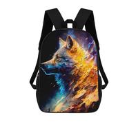 sinyumoney Kids Backpacks Backpack School Backpack Children School Bag Travel Rucksacks Book Bags 3D Printed Flaming Wolf Artwork -1 Backpack for Kids Boys And Girls 17inch