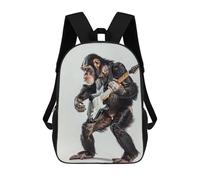 sinyumoney Kids Backpacks Backpack School Backpack Children School Bag Travel Rucksacks Book Bags 3D Printed Chimpanzee Guitar Backpack for Kids Boys And Girls 17inch