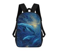 sinyumoney Kids Backpacks Backpack School Backpack Children School Bag Travel Rucksacks Book Bags 3D Printed Oceanic Serenity Dolphins in Blue Backpack for Kids Boys And Girls 17inch