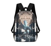 sinyumoney Kids Backpacks Backpack School Backpack Children School Bag Travel Rucksacks Book Bags 3D Printed Elegant Dragon Statue Interior Backpack for Kids Boys And Girls 17inch