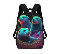 sinyumoney Kids Backpacks Backpack School Backpack Children School Bag Travel Rucksacks Book Bags 3D Printed Neon Otters in Water Backpack for Kids Boys And Girls 17inch