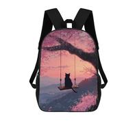 sinyumoney Kids Backpacks Backpack School Backpack Children School Bag Travel Rucksacks Book Bags 3D Printed Cherry Blossom Swing Cat-2 Backpack for Kids Boys And Girls 17inch