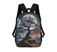 sinyumoney Kids Backpacks Backpack School Backpack Children School Bag Travel Rucksacks Book Bags 3D Printed Japanese Bonsai Tree Moon Backpack for Kids Boys And Girls 17inch