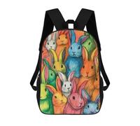 sinyumoney Kids Backpacks Backpack School Backpack Children School Bag Travel Rucksacks Book Bags 3D Printed Colorful Rabbit Collage Backpack for Kids Boys And Girls 17inch
