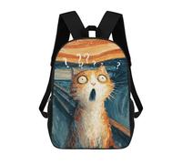 sinyumoney Kids Backpacks Backpack School Backpack Children School Bag Travel Rucksacks Book Bags 3D Printed Cat's Scream Painting Backpack for Kids Boys And Girls 17inch
