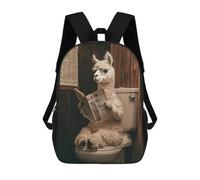 sinyumoney Kids Backpacks Backpack School Backpack Children School Bag Travel Rucksacks Book Bags 3D Printed Llama Reading Newspaper on Toilet-2 Backpack for Kids Boys And Girls 17inch