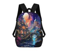 sinyumoney Kids Backpacks Backpack School Backpack Children School Bag Travel Rucksacks Book Bags 3D Printed Fantasy Castle by Moonlight Backpack for Kids Boys And Girls 17inch