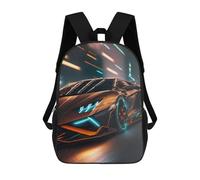 sinyumoney Kids Backpacks Backpack School Backpack Children School Bag Travel Rucksacks Book Bags 3D Printed Futuristic Neon Sports Car Backpack for Kids Boys And Girls 17inch