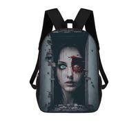 sinyumoney Kids Backpacks Backpack School Backpack Children School Bag Travel Rucksacks Book Bags 3D Printed Haunting Eyes Through Ruins Backpack for Kids Boys And Girls 17inch