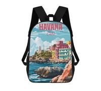 sinyumoney Kids Backpacks Backpack School Backpack Children School Bag Travel Rucksacks Book Bags 3D Printed Havana Cuba Backpack for Kids Boys And Girls 17inch