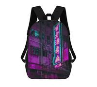 sinyumoney Kids Backpacks Backpack School Backpack Children School Bag Travel Rucksacks Book Bags 3D Printed Dying Neons of Hong Kong Backpack for Kids Boys And Girls 17inch