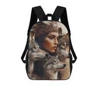 sinyumoney Kids Backpacks Backpack School Backpack Children School Bag Travel Rucksacks Book Bags 3D Printed Wolf Spirit Warrior Woman -2 Backpack for Kids Boys And Girls 17inch