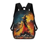 sinyumoney Kids Backpacks Backpack School Backpack Children School Bag Travel Rucksacks Book Bags 3D Printed Dark Witch with Broomstick Backpack for Kids Boys And Girls 17inch