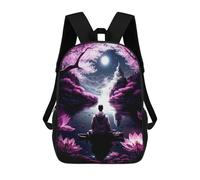 sinyumoney Kids Backpacks Backpack School Backpack Children School Bag Travel Rucksacks Book Bags 3D Printed Meditating Monk Backpack for Kids Boys And Girls 17inch