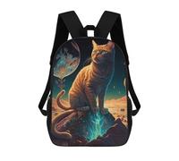 sinyumoney Kids Backpacks Backpack School Backpack Children School Bag Travel Rucksacks Book Bags 3D Printed Galactic Cat Adventure Backpack for Kids Boys And Girls 17inch