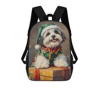 sinyumoney Kids Backpacks Backpack School Backpack Children School Bag Travel Rucksacks Book Bags 3D Printed Christmas Dog in Elf Outfit Backpack for Kids Boys And Girls 17inch