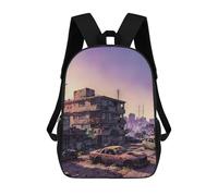 sinyumoney Kids Backpacks Backpack School Backpack Children School Bag Travel Rucksacks Book Bags 3D Printed Post-Apocalyptic Cityscape Backpack for Kids Boys And Girls 17inch