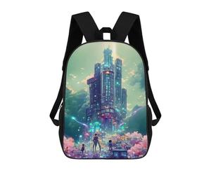sinyumoney Kids Backpacks Backpack School Backpack Children School Bag Travel Rucksacks Book Bags 3D Printed Neon Skyscraper Dreamscape -1 Backpack for Kids Boys And Girls 17inch