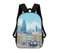sinyumoney Kids Backpacks Barcelona Travel Print Backpack School Backpack Children School Bag Travel Rucksacks Book Bags 3D Printed Backpack for Kids Boys And Girls 17inch