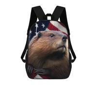 sinyumoney Kids Backpacks Beaver USA Flag Backpack School Backpack Children School Bag Travel Rucksacks Book Bags 3D Printed Backpack for Kids Boys And Girls 17inch