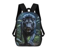 sinyumoney Kids Backpacks, Black Lion in Amazon Rainforest Kids Backpack Student School Bag 3D Printed Bag Travel Backpacks Fashion Backpack Children Waterproof School Bags 17inch