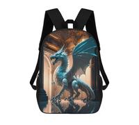 sinyumoney Kids Backpacks, Blue Dragon Statue Interior Kids Backpack Student School Bag 3D Printed Bag Travel Backpacks Fashion Backpack Children Waterproof School Bags 17inch
