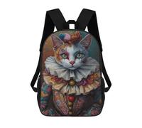 sinyumoney Kids Backpacks, Carnival Cat Costume Painting-2 Kids Backpack Student School Bag 3D Printed Bag Travel Backpacks Fashion Backpack Children Waterproof School Bags 17inch