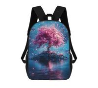 sinyumoney Kids Backpacks Cherry Blossom Island Fantasy Backpack School Backpack Children School Bag Travel Rucksacks Book Bags 3D Printed Backpack for Kids Boys And Girls 17inch
